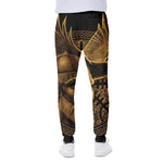 Gold Viking God Odin And Crow Print Scuba Joggers