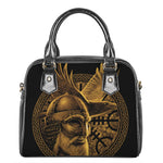 Gold Viking God Odin And Crow Print Shoulder Handbag