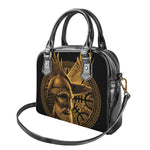Gold Viking God Odin And Crow Print Shoulder Handbag