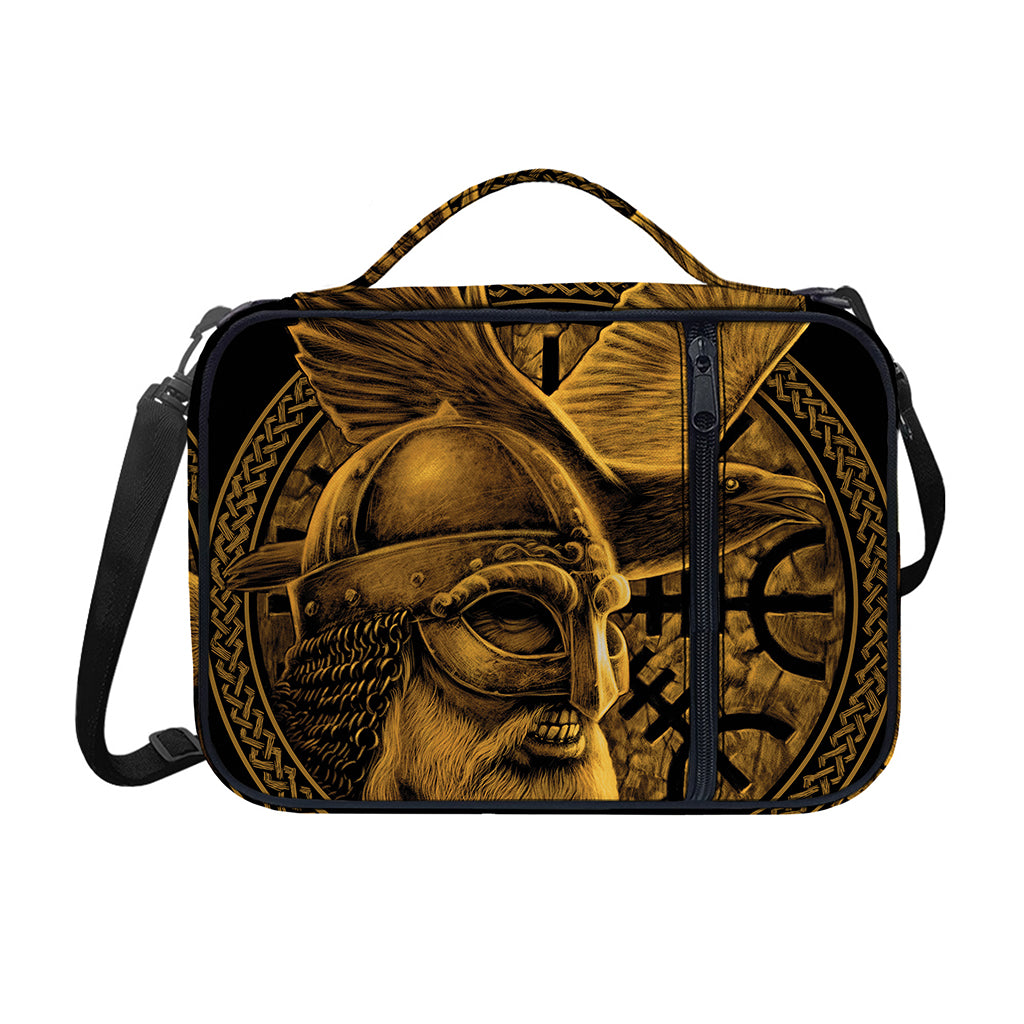 Gold Viking God Odin And Crow Print Shoulder Strap Bible Bag