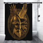 Gold Viking God Odin And Crow Print Shower Curtain