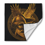 Gold Viking God Odin And Crow Print Silk Bandana