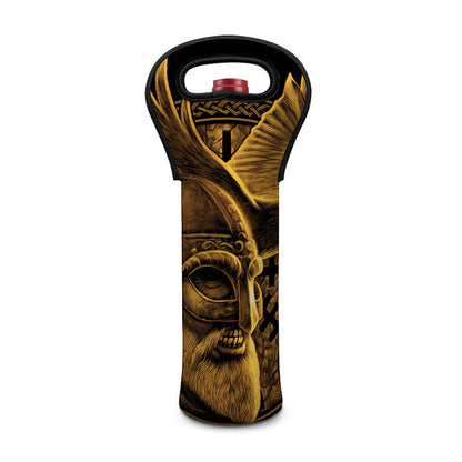 Gold Viking God Odin And Crow Print Single Neoprene Wine Tote
