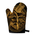 Gold Viking God Odin And Crow Print Single Oven Mitt