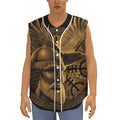 Gold Viking God Odin And Crow Print Sleeveless Baseball Jersey
