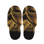 Gold Viking God Odin And Crow Print Slippers