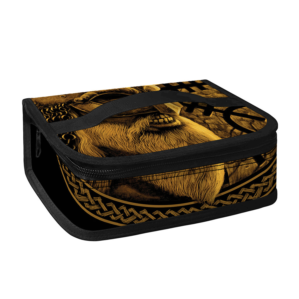 Gold Viking God Odin And Crow Print Small Lunch Bag