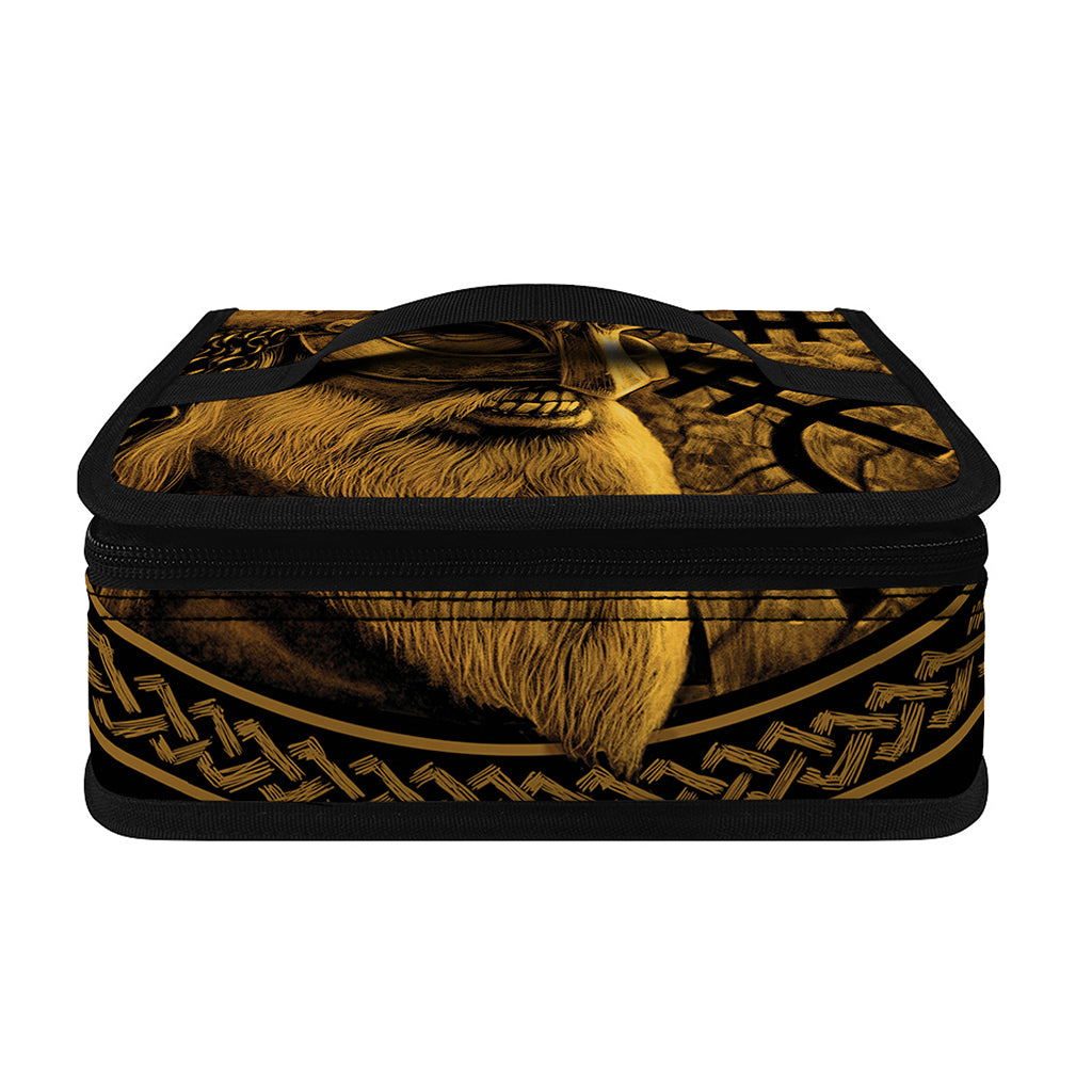 Gold Viking God Odin And Crow Print Small Lunch Bag