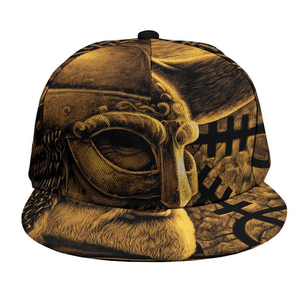 Gold Viking God Odin And Crow Print Snapback Cap