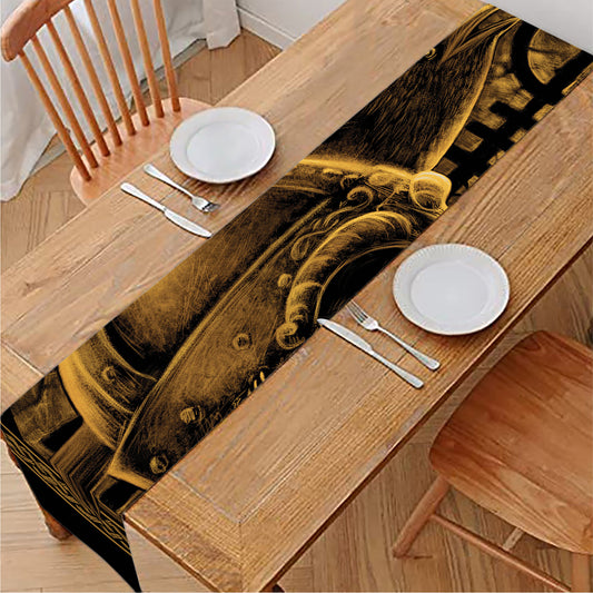 Gold Viking God Odin And Crow Print Table Runner