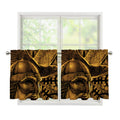 Gold Viking God Odin And Crow Print Tier Curtains