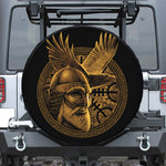Gold Viking God Odin And Crow Print Tire Cover