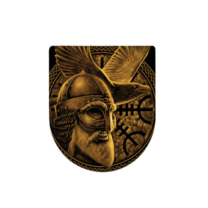 Gold Viking God Odin And Crow Print Toilet Lid Cover