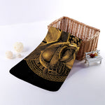 Gold Viking God Odin And Crow Print Towel