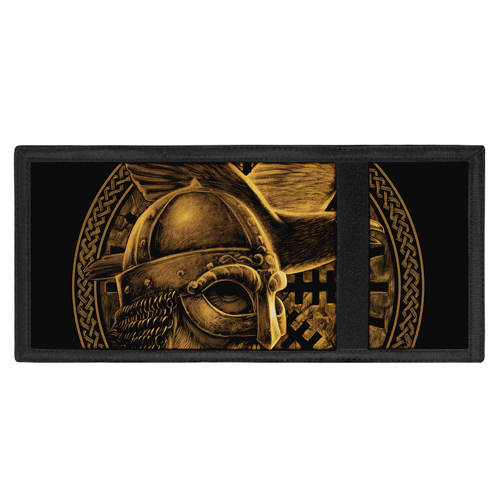 Gold Viking God Odin And Crow Print Trifold Wallet
