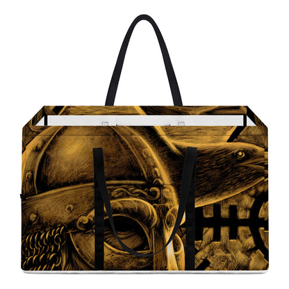 Gold Viking God Odin And Crow Print Utility Tote Bag