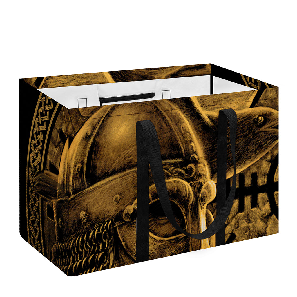 Gold Viking God Odin And Crow Print Utility Tote Bag