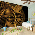 Gold Viking God Odin And Crow Print Wall Sticker