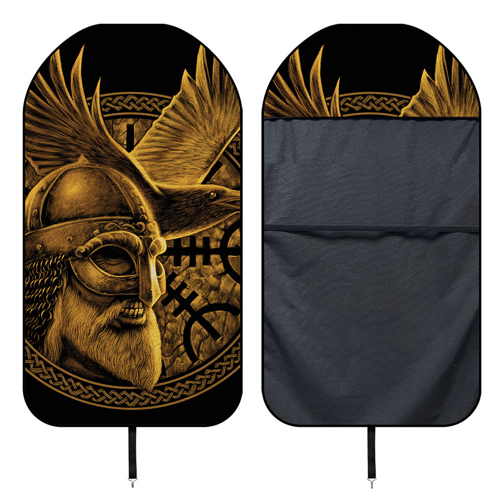 Gold Viking God Odin And Crow Print Waterproof Car Seat Cover