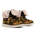 Gold Viking God Odin And Crow Print Winter Boots