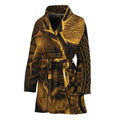 Gold Viking God Odin And Crow Print Women's Bathrobe