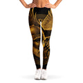 Gold Viking God Odin And Crow Print Women's Leggings