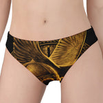 Gold Viking God Odin And Crow Print Women's Panties