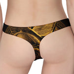 Gold Viking God Odin And Crow Print Women's Thong