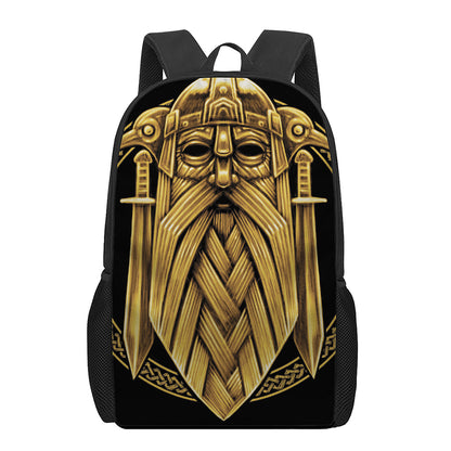Gold Viking Norse God Odin Print 17 Inch Backpack