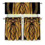 Gold Viking Norse God Odin Print 3 Piece Kitchen Curtains