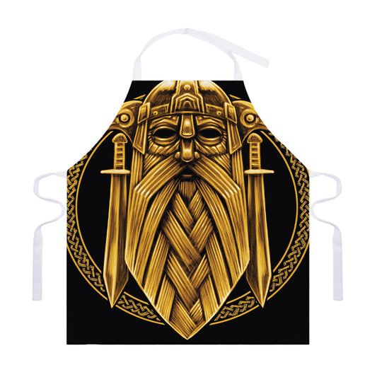 Gold Viking Norse God Odin Print Adjustable Apron