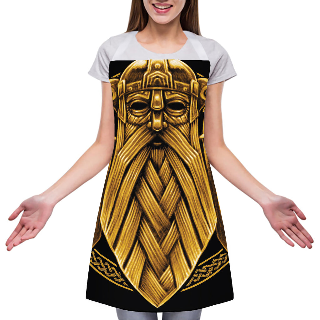 Gold Viking Norse God Odin Print Adjustable Apron