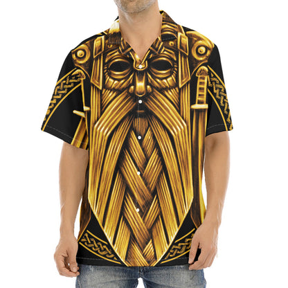 Gold Viking Norse God Odin Print Aloha Shirt
