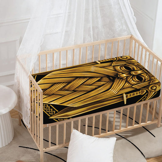 Gold Viking Norse God Odin Print Baby Crib Sheet