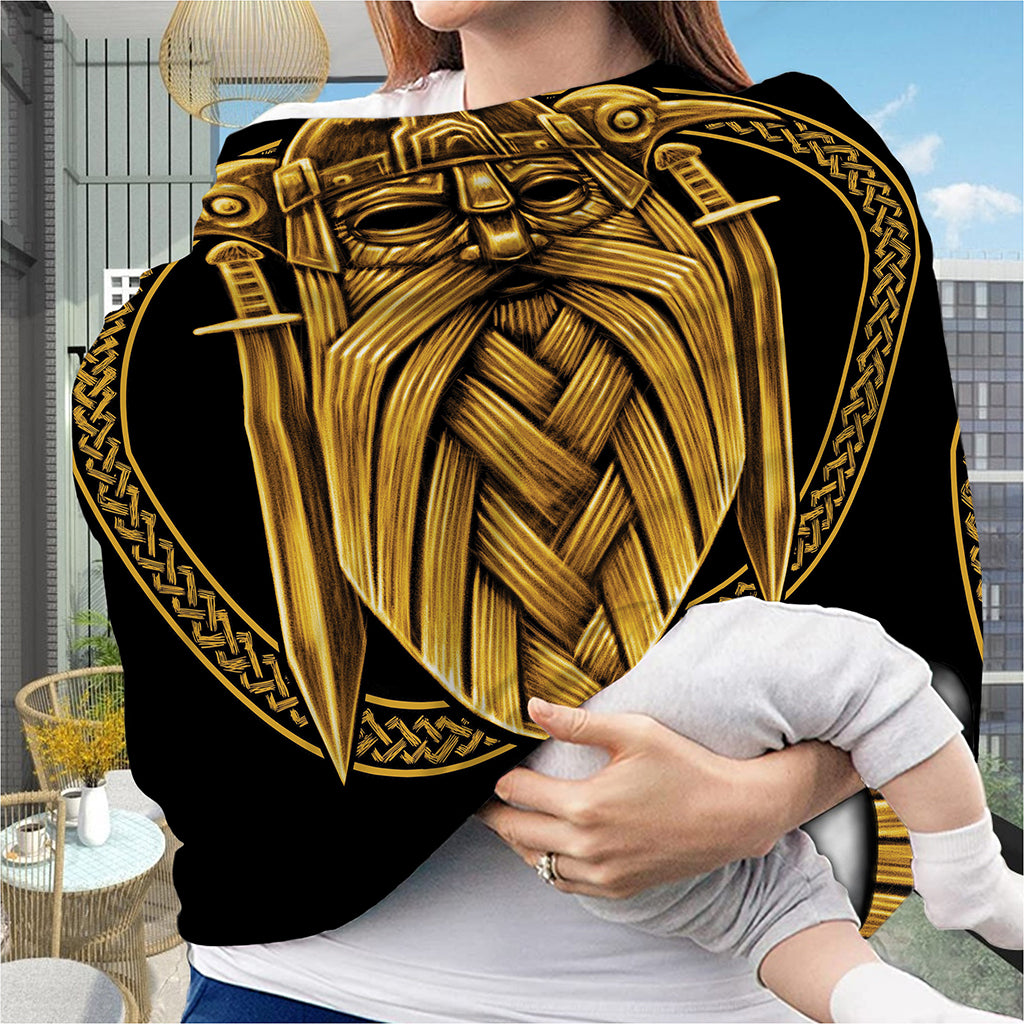Gold Viking Norse God Odin Print Baby Seat Cover
