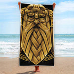 Gold Viking Norse God Odin Print Beach Towel
