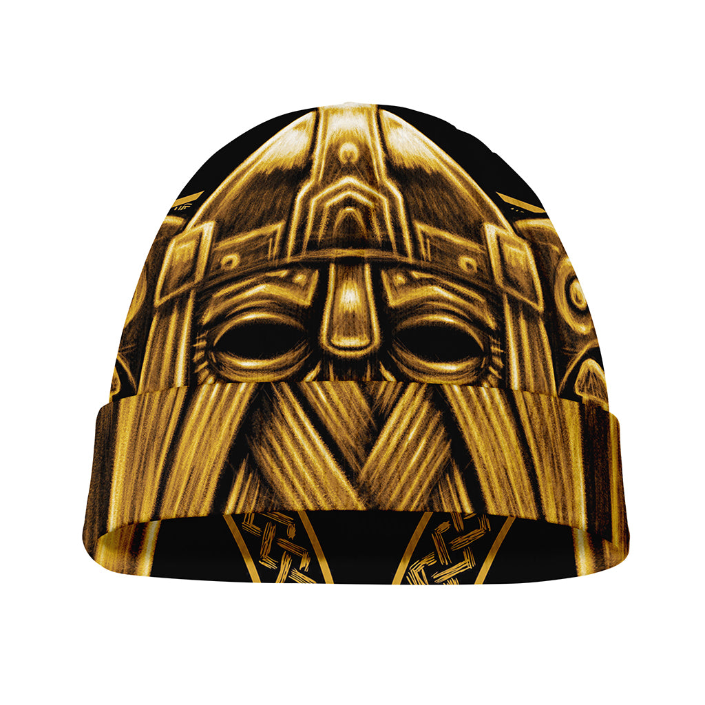 Gold Viking Norse God Odin Print Beanie