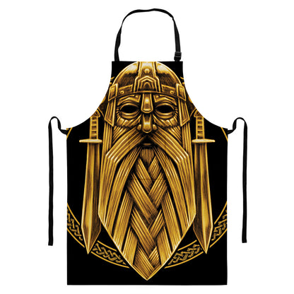 Gold Viking Norse God Odin Print Bib Apron With Pocket