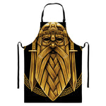 Gold Viking Norse God Odin Print Bib Apron With Pocket