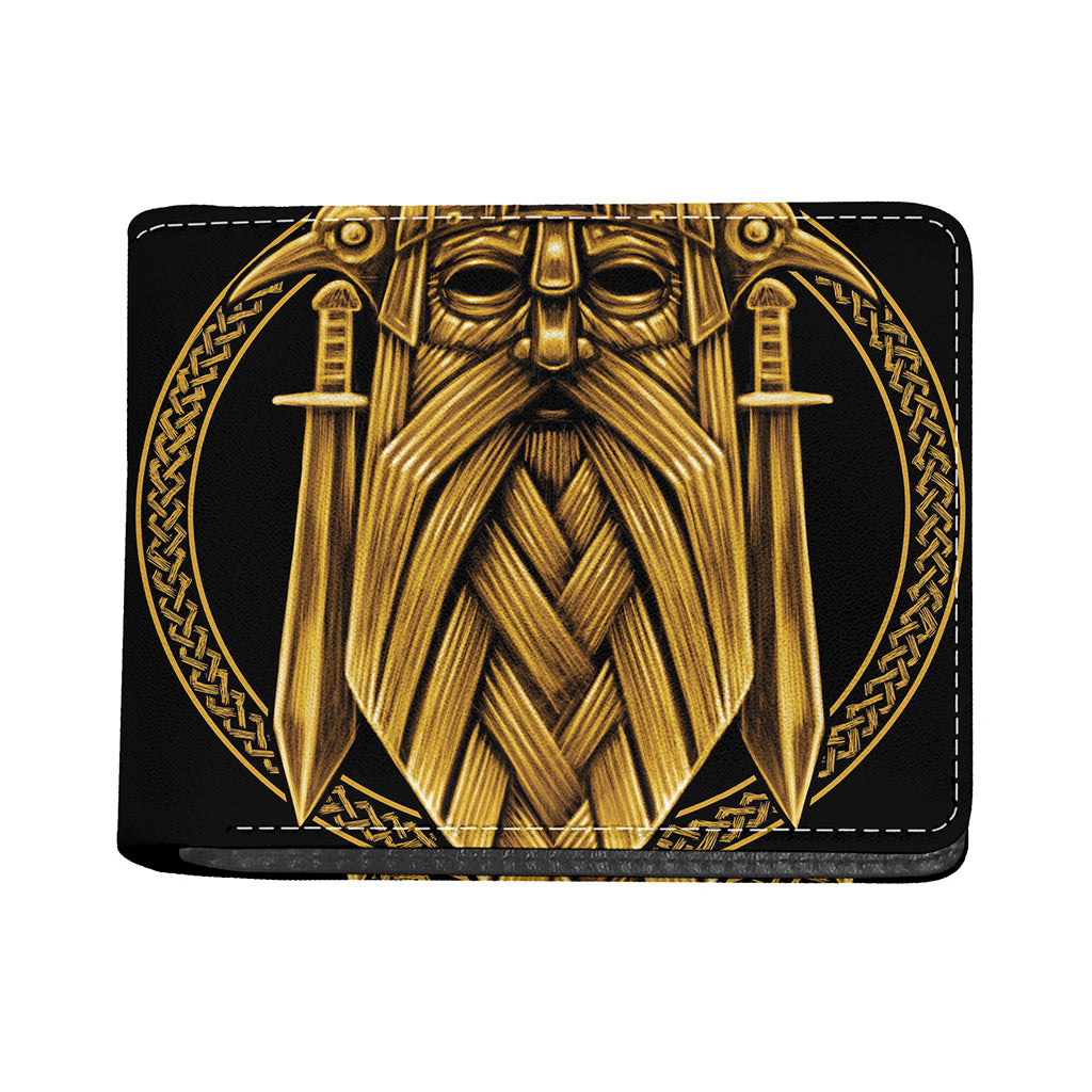 Gold Viking Norse God Odin Print Bifold Wallet