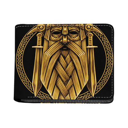Gold Viking Norse God Odin Print Bifold Wallet