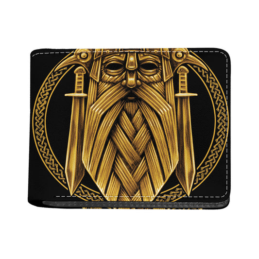 Gold Viking Norse God Odin Print Bifold Wallet