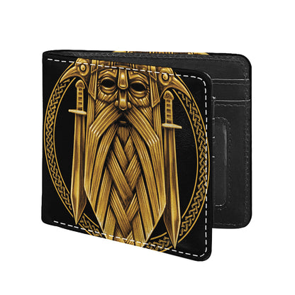Gold Viking Norse God Odin Print Bifold Wallet