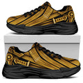 Gold Viking Norse God Odin Print Black Chunky Shoes