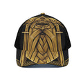 Gold Viking Norse God Odin Print Black Mesh Trucker Hat