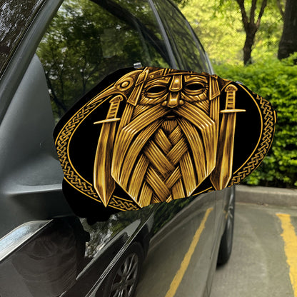 Gold Viking Norse God Odin Print Car Side Mirror Covers