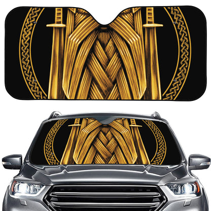 Gold Viking Norse God Odin Print Car Windshield Sun Shade