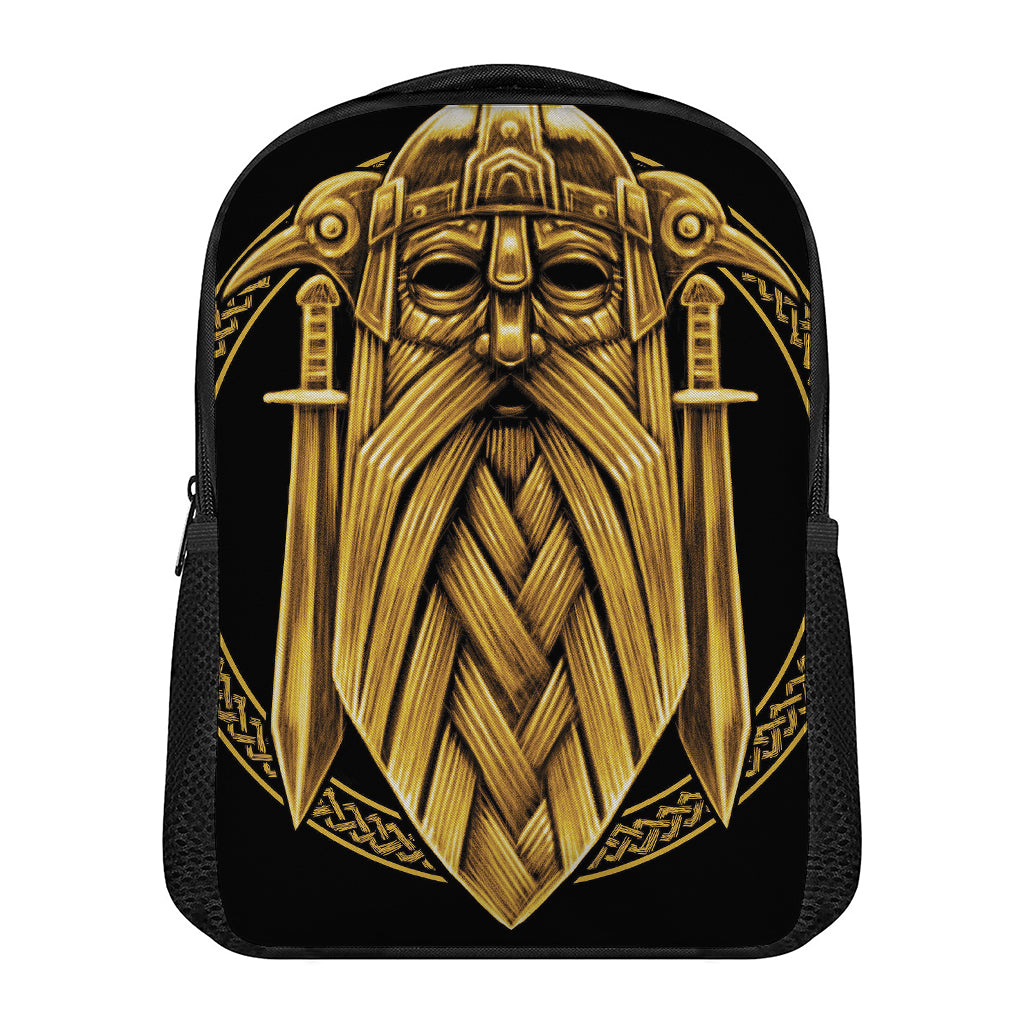 Gold Viking Norse God Odin Print Casual Backpack