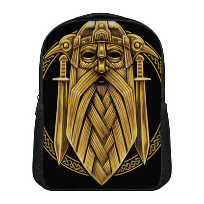 Gold Viking Norse God Odin Print Casual Backpack