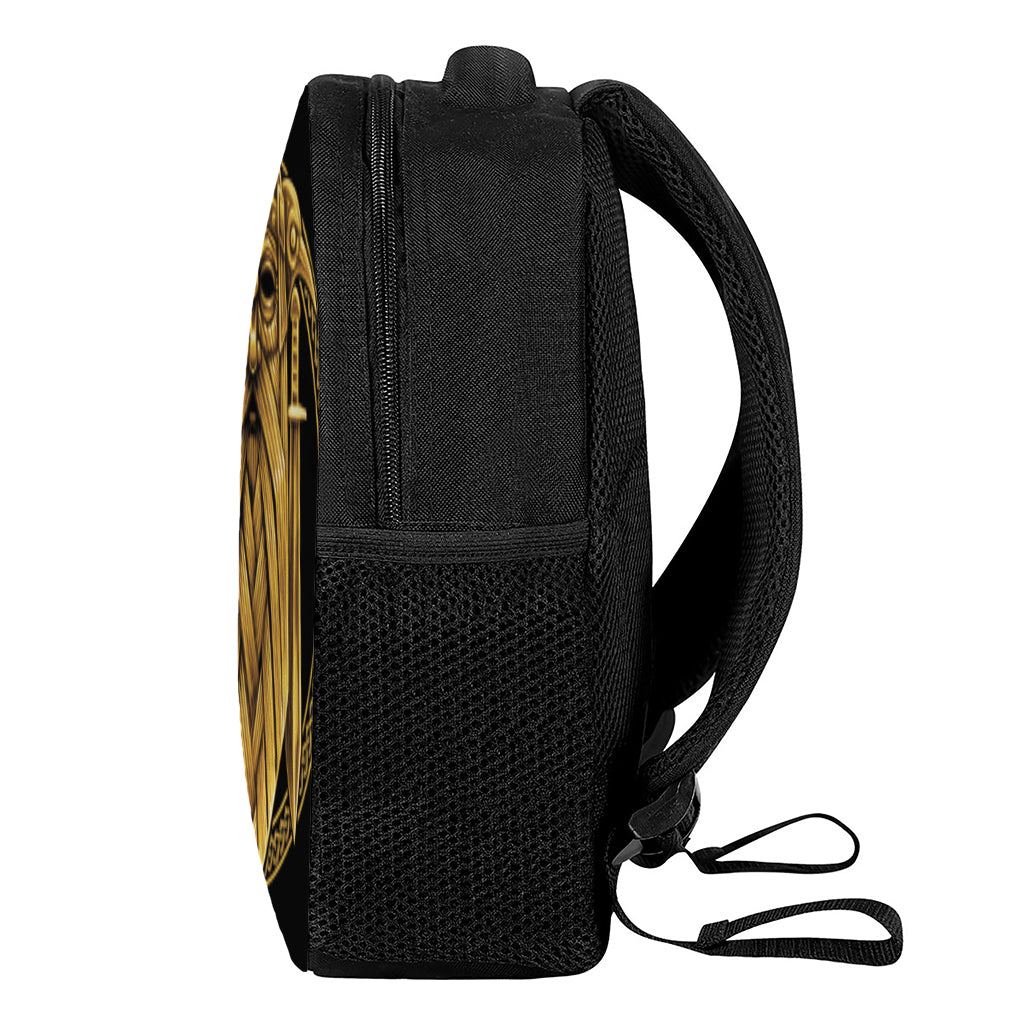 Gold Viking Norse God Odin Print Casual Backpack